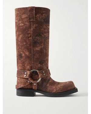 Acne Studios Coated-Canvas Knee Boots - Brown