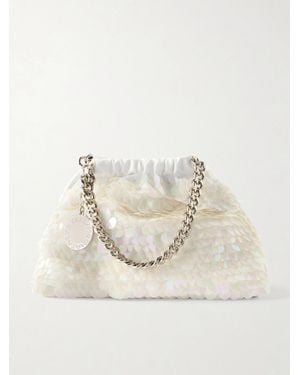 Stella McCartney Falabella Mini Sequined Satin Shoulder Bag - Natural