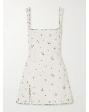 Clio Peppiatt Diamond Embellished Tulle Mini Dress - White