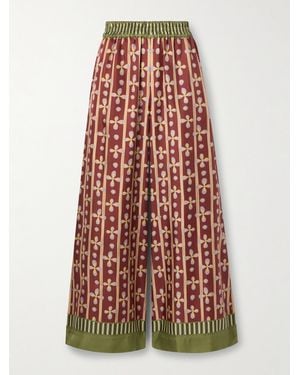 La DoubleJ Hose Mit Weitem Bein Aus Bedrucktem Seiden-Twill - Weiß
