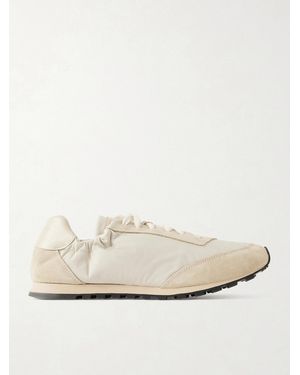 Le Monde Beryl Slim Runner Suede And Leather-Trimmed Shell Trainers - Natural