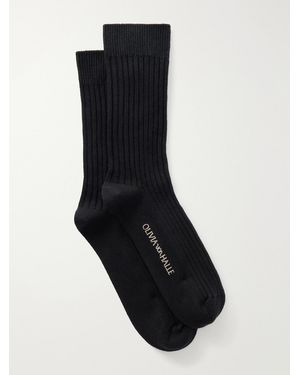 Olivia Von Halle Spencer Ribbed Silk And Cashmere-Blend Socks - Black