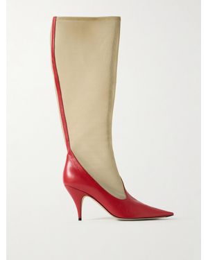 The Row Kniehohe Stiefel Aus Mesh Und Leder - Rot