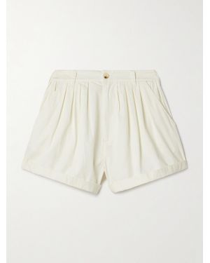 Doen Paige Pleated Organic Cotton-Poplin Shorts - White