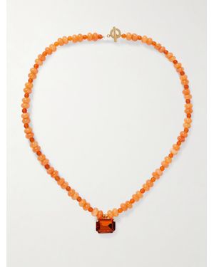 Jennifer Behr Salerno-Plated, Carnelian And Crystal Necklace - Grey