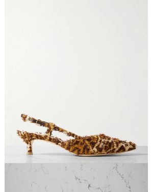 Loeffler Randall Tyson Leopard-Print Flocked Cotton Slingback Court Shoes - White