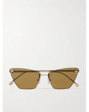 Fendi Rimless Cat-Eye Crystal-Embellished-Tone Sunglasses - Natur