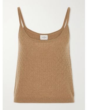 LeKasha Fregene Pointelle-Knit Cashmere Top - Natural