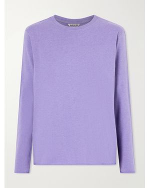 AURALEE Cotton And Cashmere-Blend T-Shirt - Purple