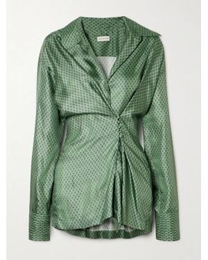 Dries Van Noten Hemd Aus Bedrucktem Seiden-Twill - Grün