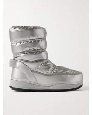 Bogner La Plagne 19 Leather-Trimmed Quilted Metallic Shell Snow Boots - Gray