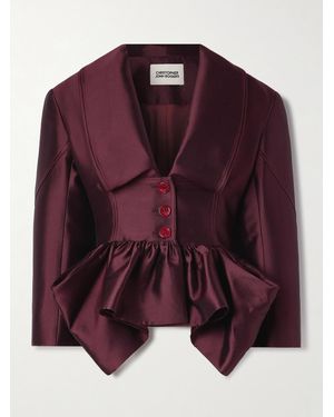 Christopher John Rogers Blazer Aus Satin Aus Einer Seiden-Wollmischung Mit Schößchen - Lila