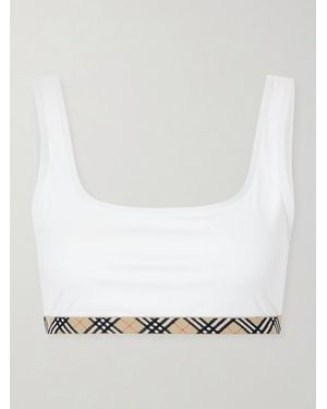 Burberry Samphire Checked Bikini Top - White