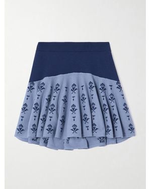 Conner Ives Two-Tone Jacquard-Knit Mini Skirt - Blau