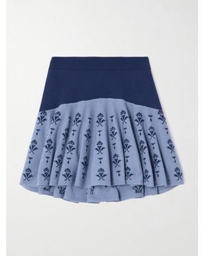 Conner Ives Two-Tone Jacquard-Knit Mini Skirt - Blue
