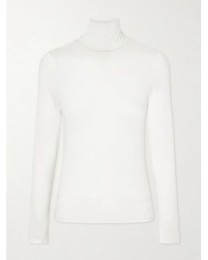 Nili Lotan Keria Stretch-Jersey Turtleneck Top - White