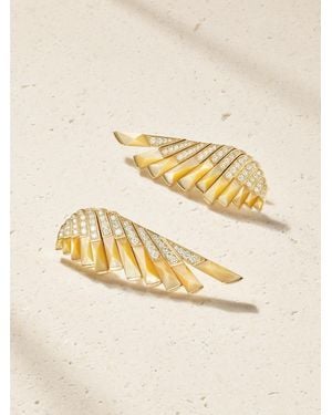 Garrard Wings Rising 18-Karat, Diamond And Mother-Of-Pearl Earrings - Natur