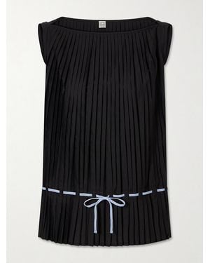 TOTEME Belted Pleated Poplin Blouse - Black