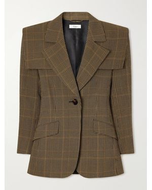 Chloé Cape-Detailed Prince Of Wales Checked Virgin Wool-Crepe Blazer - Green