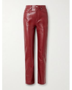 Agolde #39;90S Pinch Waist Long Recycled Leather-Blend Straight-Leg Pants - Red