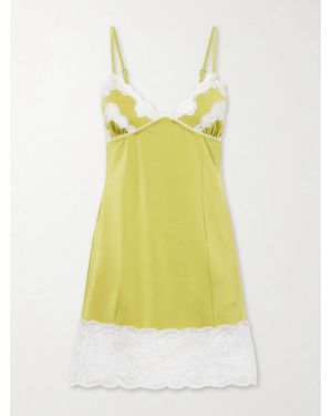 Chloé Lace-Trimmed Satin Mini Dress - Yellow