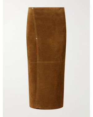Studio Nicholson Melete Suede Midi Skirt - Brown
