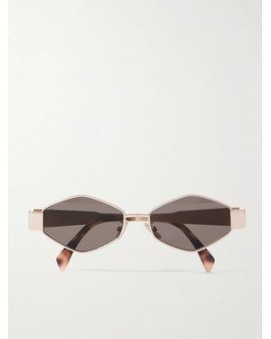 Celine Triomphe Hexagon-Frame-Tone Sunglasses - Natural