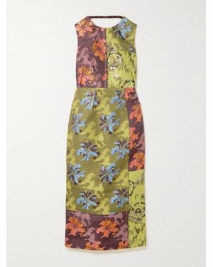 ALÉMAIS Adriana Panelled Floral-Brocade Midi Dress - White