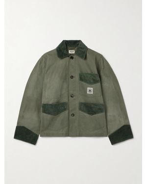 Bode Corduroy-Trimmed Waxed-Cotton Jacket - Vert