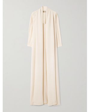 Cortana Niza Cape-Effect Stretch-Silk Crepon Maxi Dress - Natural