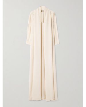 Cortana Niza Maxikleid Aus Krepon Aus Stretch-Seide Mit Cape-Effekt - Natur