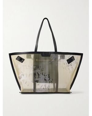 Proenza Schouler Days Carryall Leather-Trimmed Printed Mesh Tote - Natural