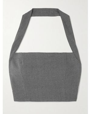 Tolu Coker Woop Cropped Wool Halterneck Top - Grey