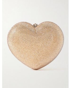 Judith Leiber L'Amour Petit Coeur Goldfarbene Clutch Mit Kristallen - Natur