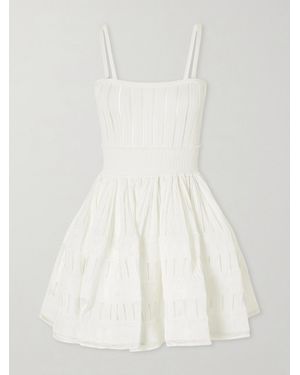 Alaïa Tiered Pointelle-Knit Mini Dress - White