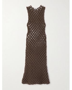 Alaïa Macramé Cotton-Blend Midi Dress - Brown
