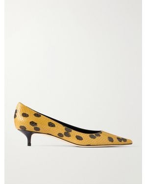Jimmy Choo Amelia 30 Leopard-Print Snake-Effect Leather Court Shoes - Natural