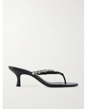 STAUD Freja Button-Embellished Leather Sandals - Black