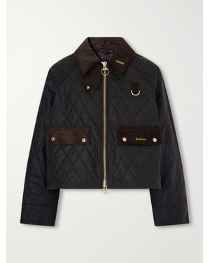 Barbour Spey Corduroy-Trimmed Waxed-Cotton Jacket - Black