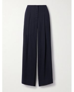 Twp Carrie's Pleated Pinstriped Wool Wide-Leg Trousers - Blue