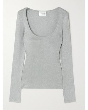 Galvan London Corte Metallic Knitted Top - Gray