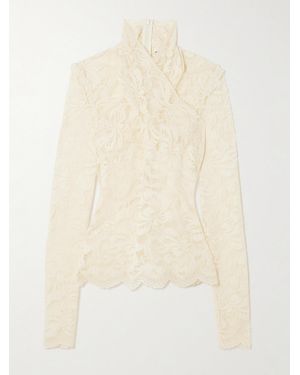 Rabanne Draped Stretch-Lace Top - Natural
