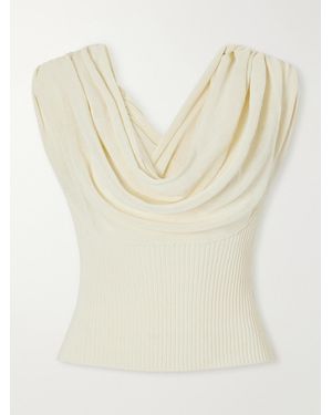 Kallmeyer Meeka Cowl-Neck Cotton-Blend Ribbed Top - Natural