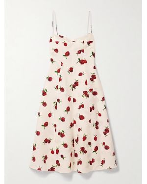 KHAITE Isabella Printed Cotton-Poplin Midi Dress - Pink