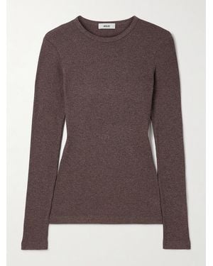 Agolde Delphi Ribbed Jersey Top - Brown