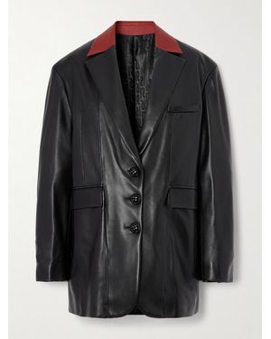 Rabanne Oversized Two-Tone Leather Jacket - Black