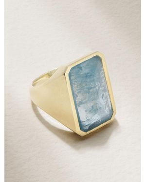 Irene Neuwirth Classic Bezel Cigar 18-Karat Aquamarine Ring - Blue