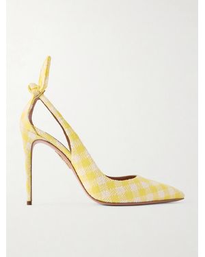 Aquazzura Bow Tie 105 Pumps Aus Kariertem Jacquard Mit Cut-Outs - Mettallic