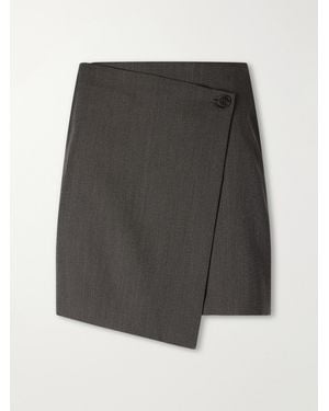 mfpen Titled Wool-Twill Mini Wrap Skirt - Grey