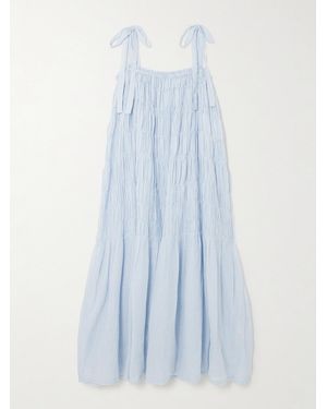 Alix Of Bohemia Emrys Tiered Striped Cotton Dress - Blue